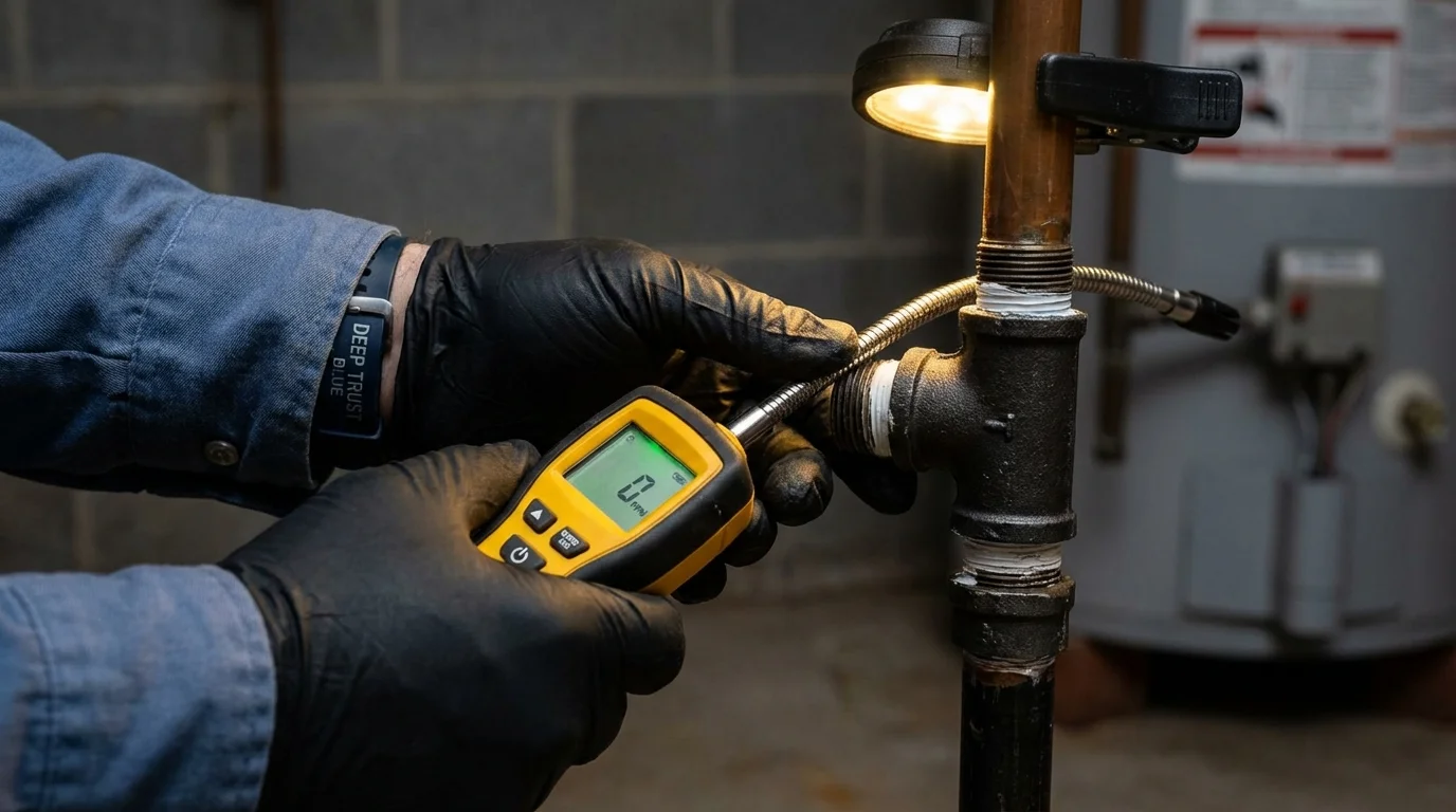 Gas leak detection with electronic sniffer by Johns Plumbing LLC in Richlands