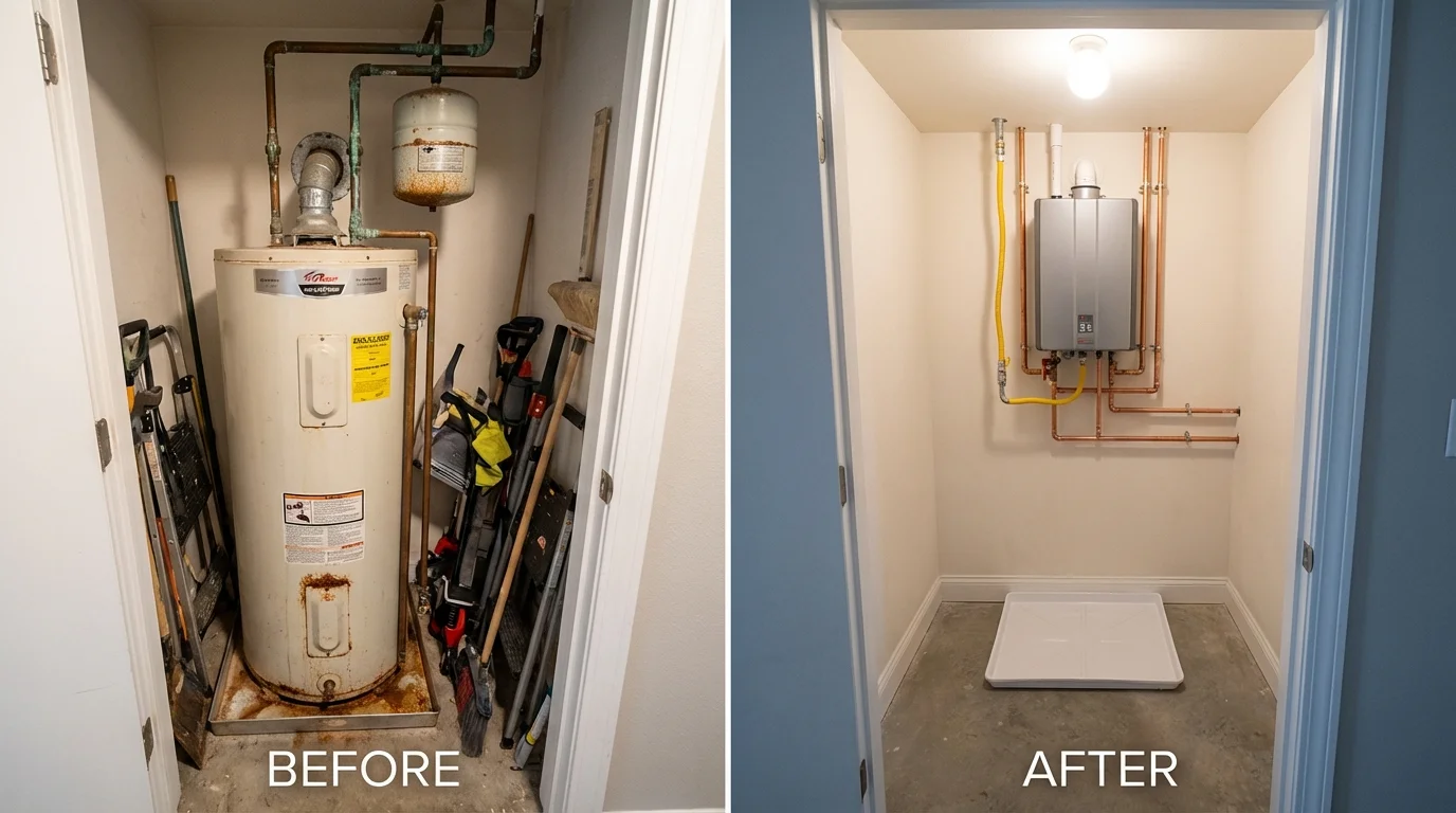 Tank water heater versus wall-mounted tankless unit comparison for Richlands, VA homeowners